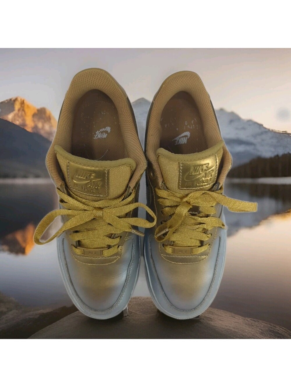 Nike Air Force 1 AF1 Low Lux Metallic Gold Silver Platinum Gradiant Women 6 36.5 - Picture 8 of 14